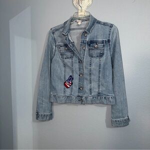 Denim Jean Jacket Embroidered Merona Jacket Denim Sz Small